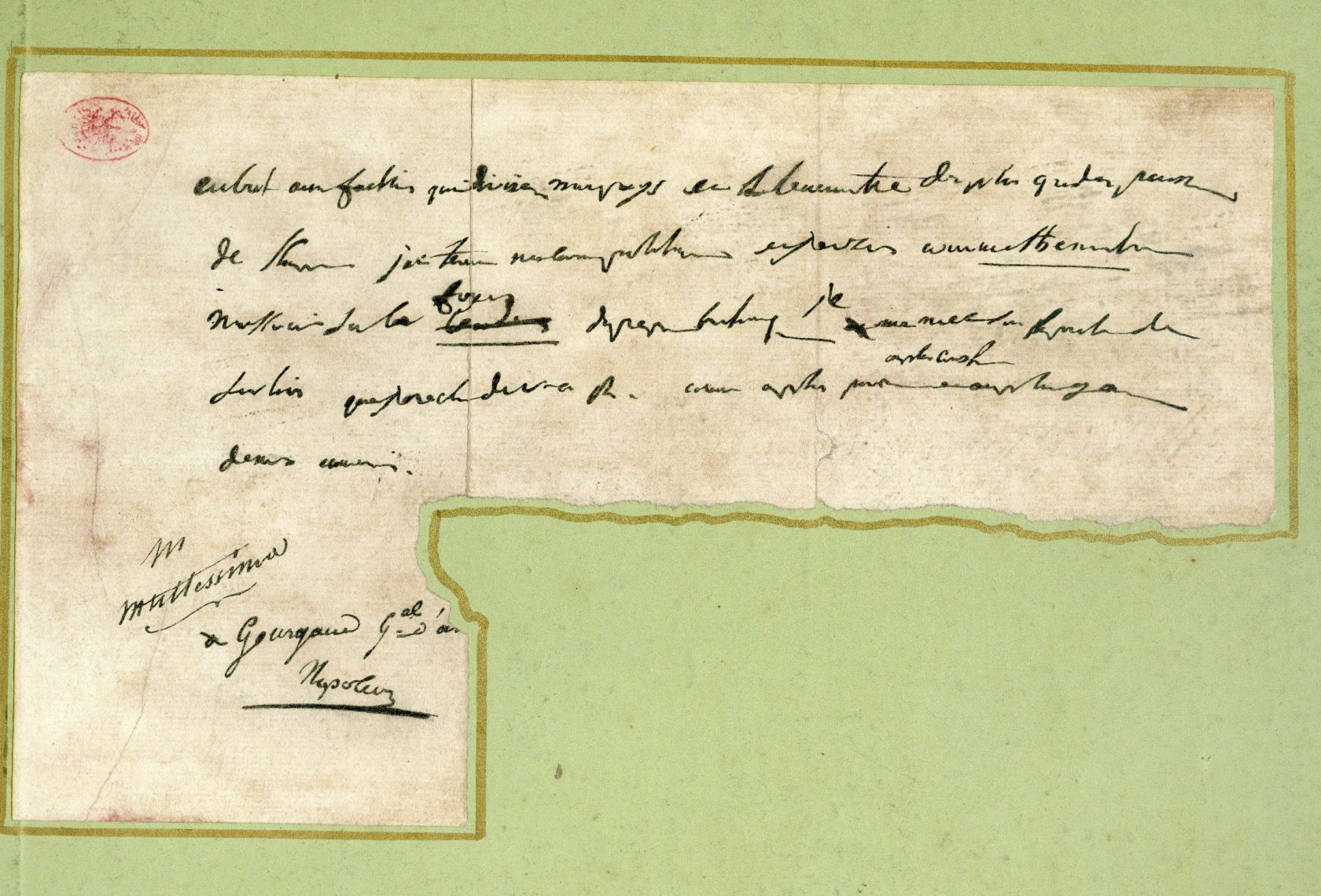 Handgeschriebener Brief mit Napoleons Unterschrift