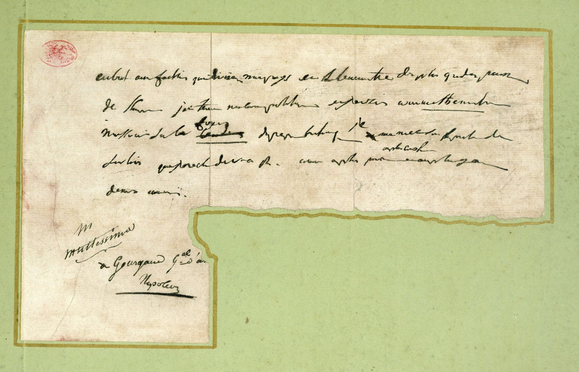 Handgeschriebener Brief mit Napoleons Unterschrift